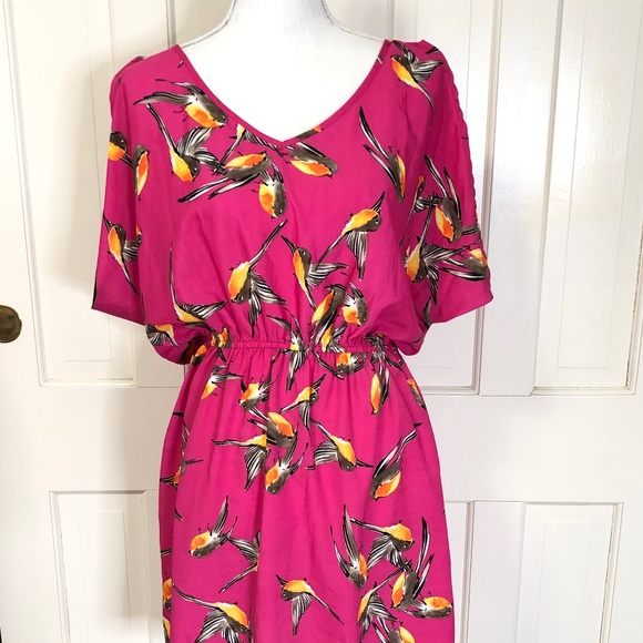 Ya Los Angeles Dresses & Skirts - YA Los Angeles Hot Pink Bird Print Dress